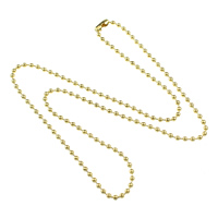 Cadena del collar de acero inoxidable, chapado en color dorado, cadena de la bola, 2mm, longitud:aproximado 19.5 Inch, Vendido por Sarta