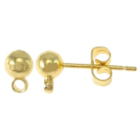 Brass Earring Stud Component, stainless steel post pin, plated, with loop Approx 1mm 
