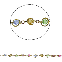 Kristall Perlen Kette, mit Messing, plattiert, handgefertigt & facettierte, mehrere Farben vorhanden, 10x5x4mm, verkauft von m