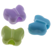 Solide Acryl Perlen, Schmetterling, Volltonfarbe, gemischte Farben, 13x10x7mm, Bohrung:ca. 4mm, ca. 1050PCs/Tasche, verkauft von Tasche