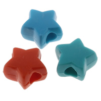Solide Acryl Perlen, Stern, Volltonfarbe, gemischte Farben, 13x12x7mm, Bohrung:ca. 4mm, ca. 1080PCs/Tasche, verkauft von Tasche