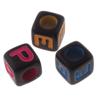 Perles lettre acrylique, cube, modèle mixte & avec le motif de lettre Environ 4mm, Environ Vendu par sac