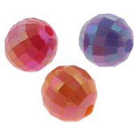 Beschichtung von Acryl-Perlen, Acryl, rund, AB Farben plattiert, facettierte & Volltonfarbe, gemischte Farben, 8mm, Bohrung:ca. 1mm, ca. 1970PCs/Tasche, verkauft von Tasche