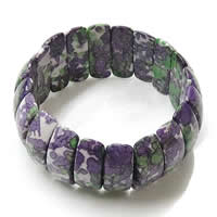 Rain Flower Stone Bracelets, with Elastic Thread, Rectangle, synthetic, purple Approx 7 Inch, Approx 