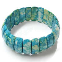 Rain Flower Stone Bracelets, with Elastic Thread, Rectangle, synthetic, blue Approx 7 Inch, Approx 