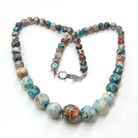 Rain Flower Stone Necklace, zinc alloy lobster clasp, Round, synthetic, graduated beads, 6-14mm Inch 