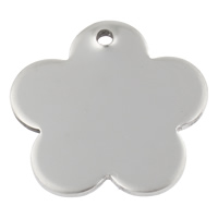 Stainless Steel Tag Charm, Flower, hand polished, laser pattern & Customized, original color Approx 2mm 