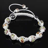 Porcelaine de bracelets de Woven Ball, avec corde en nylon & Hématite, impression, réglable, 10mm, 11mm, 8mm Environ 8-12 pouce, Vendu par brin