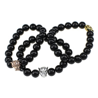Glass Jewelry Beads Bracelets, with Zinc Alloy, Tiger, plated, blacken nickel, lead & cadmium free 10mm Approx 7 Inch 