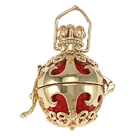 Pregnant Ball Locket Pendant, Brass, Round, gold color plated, with painted & high quality plating and never fade & hollow 18mm Approx 