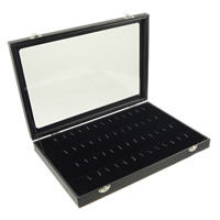 Jewelry Case and Box, PU Leather, with Wood, Rectangle, plated 