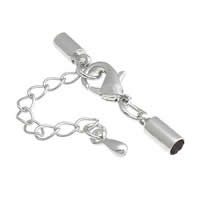 Brass Lobster Claw Cord Clasp, plated, with extender chain & with end cap 24mm Approx 3mm 