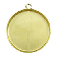 Brass Pendant Cabochon Setting, Flat Round, plated Approx 2mm, Inner Approx 