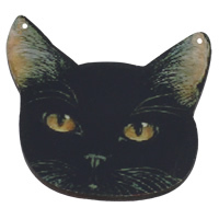Printing Wood Pendants, Cat, double-hole Approx 2mm 