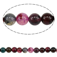 Perles agate veines de dragon naturelles, Rond, multiple tailles pour le choix, couleurs mélangées Environ 1-1.2mm Environ 14 pouce, Vendu par brin
