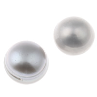 Half Drilled Cultured Freshwater Pearl Beads, Button, natural, half-drilled, grey, Grade AA, 16-19mm Approx 0.8mm 