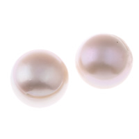 Half Drilled Cultured Freshwater Pearl Beads, Button, natural, half-drilled, pink, Grade AA, 16-19mm Approx 0.8mm 