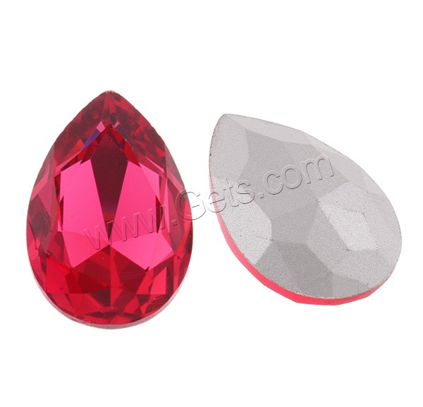 Faceted Glass Cabochon, Teardrop, silver color plated, different size for choice & rivoli back, more colors for choice, Grade AAA, Sold By PC