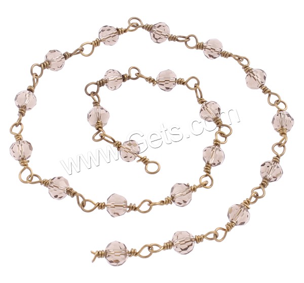 Crystal Beaded Chain, with Brass, plated, handmade & faceted, more colors for choice, 4mm, Sold By m