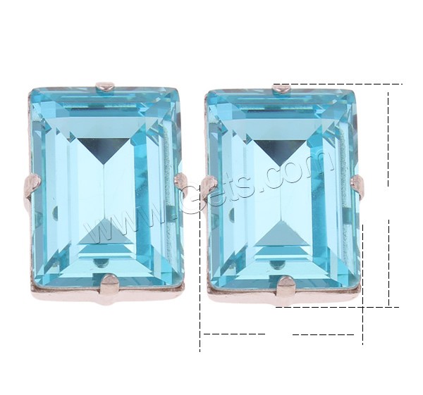 Claw Sew On Stone, Glass, with Brass, Rectangle, plated, different size for choice & faceted, more colors for choice, Grade AAA, Hole:Approx 1-3mm, Sold By PC