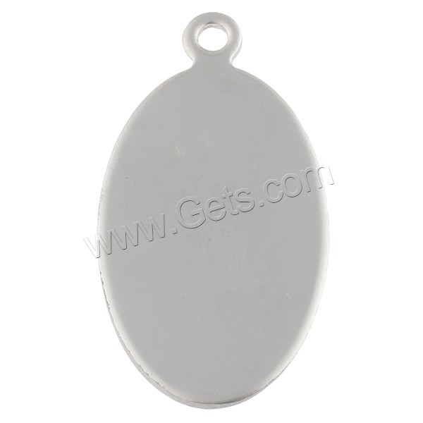 Stainless Steel Tag Charm, Flat Oval, hand polished, laser pattern & Customized, original color, 22x42x1mm, Hole:Approx 3mm, Sold By PC