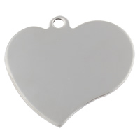 Stainless Steel Tag Charm, Heart, hand polished, laser pattern & Customized, original color Approx 3mm 