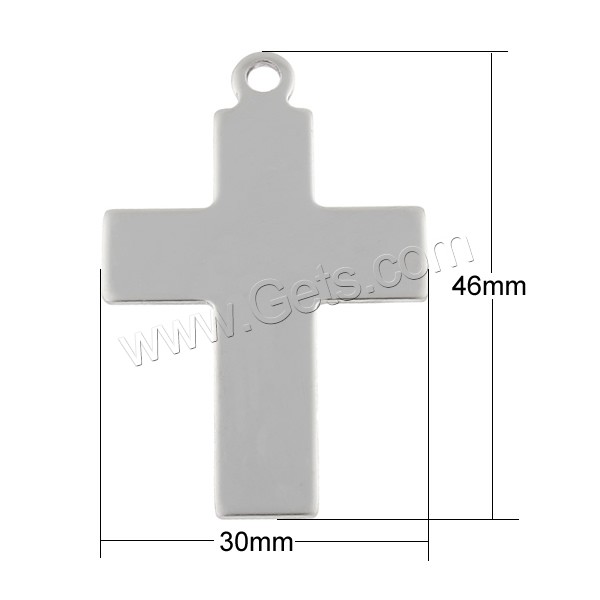 Stainless Steel Tag Charm, Cross, hand polished, laser pattern & Customized, original color, 30x46x1mm, Hole:Approx 3mm, Sold By PC
