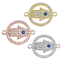 Evil Eye Jewelry Connector, Brass, Flat Round, plated, evil eye pattern & micro pave cubic zirconia & 1/1 loop nickel, lead & cadmium free Approx 1.2mm 