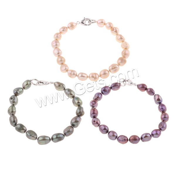 Bracelets de perles, perle d'eau douce cultivée, laiton fermoir, Baroque, styles différents pour le choix, plus de couleurs à choisir, 8-9mm, Longueur:Environ 7.5 pouce, Vendu par brin