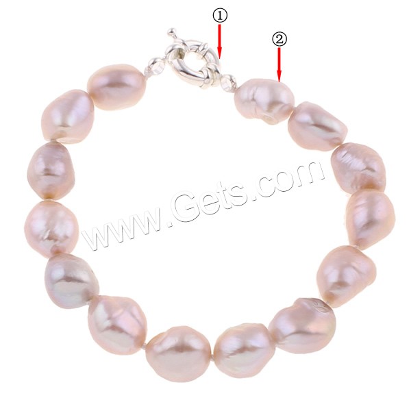 Cultured Freshwater Pearl Bracelets, brass clasp, Baroque, natural, different styles for choice, more colors for choice, 10-11mm, Length:Approx 7.5 Inch, Sold By Strand