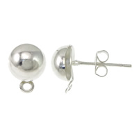 Messing Ohrring Stecker, Edelstahl Stecker, plattiert, mit Schleife, keine, 7.5x17mm, Bohrung:ca. 1.5mm, verkauft von PC