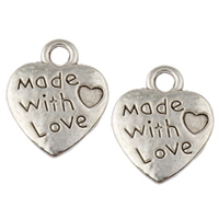 Zinc Alloy Message Pendants, Heart, word made with love, plated lead & cadmium free Approx 1mm, Approx 
