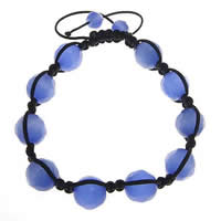 Woven Ball Bracelets de yeux de chat, Oeil de chat, avec corde en nylon, fait à la main, réglable & facettes  Environ 7-11 pouce, Vendu par brin