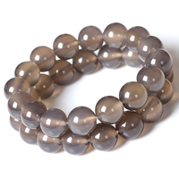 Grey Agate Bracelets, Round, natural Grade AAAAA Approx 7.5 Inch 