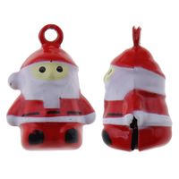 Messing Glocke Anhänger, Weihnachtsmann, Spritzlackierung, Weihnachtsschmuck, frei von Nickel, Blei & Kadmium, 17x24x13mm, Bohrung:ca. 1.5mm, verkauft von PC