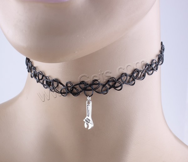 Готический Кружева ожерелье, цинковый сплав, с пластик, Другое покрытие, разные стили для выбора, не содержит никель, свинец, длина:Приблизительно 13.5 дюймовый, продается Strand