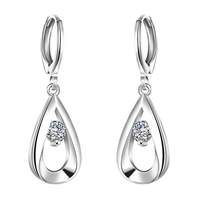 comeon® Jewelry Earring, Brass, Teardrop, real silver plated, with cubic zirconia 