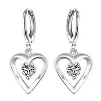comeon® Jewelry Earring, Brass, Heart, real silver plated, with cubic zirconia 