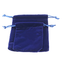 Velvet Jewelry Pouches Bags, Velveteen, with Waxed Cotton Cord, Rectangle blue 