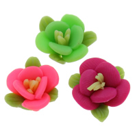 Flower Polymer Clay Beads, handmade 15mm Approx 1-1.5mm 