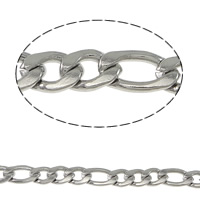 Stainless Steel Figaro Chain, 304 Stainless Steel, original color  1mm, Approx 