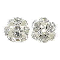 Ball Rhinestone Spacer, Brass, Round, plated, with A grade rhinestone & hollow Grade A, 8mm Approx 2mm 