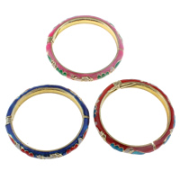 Enamel Zinc Alloy Bangle, Donut, gold color plated, mixed colors, nickel, lead & cadmium free Inner Approx 50mm Approx 6 Inch 