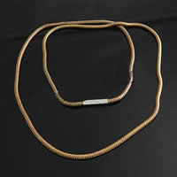 Brass Europeo collar de cadena, metal, chapado, cadena de la serpiente, más colores para la opción, 3mm, longitud:19 Inch, Vendido por Sarta