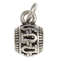 Brass Bail Beads, Drum, antique silver color plated, hollow, lead & cadmium free Approx 3, 3.5mm 