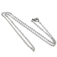 Мода нержавеющей стали ожерелье цепь, нержавеющая сталь, цепь из круглых кольц, оригинальный цвет, 2mm, длина:18 дюймовый, продается Strand