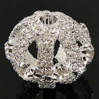 Ball Rhinestone Spacer, Brass, Rondelle, plated, with rhinestone & large hole Approx 5.5mm 