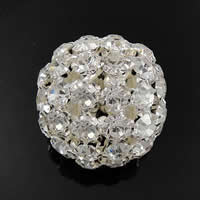 Ball Rhinestone Spacer, Brass, Drum, plated, with 60 pcs rhinestone & hollow Approx 6mm 