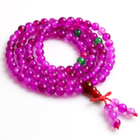 108 Mala Beads, Rose Agate, with nylon elastic cord & Green Agate & Red Agate & Buddhist jewelry 
