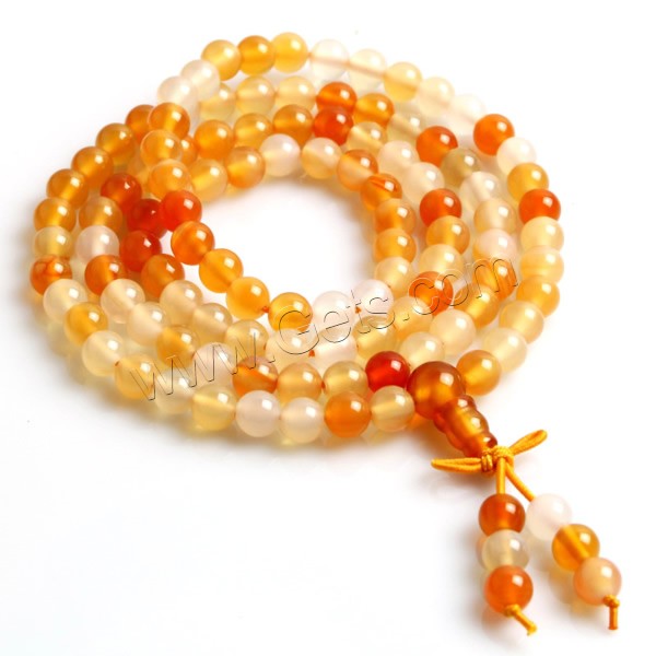 108 perles de Mala, agate rouge, avec cordon élastique en nylon, naturel, longueur différente pour le choix & bijoux bouddhiste & normes différentes pour le choix, 108PC/brin, Vendu par brin